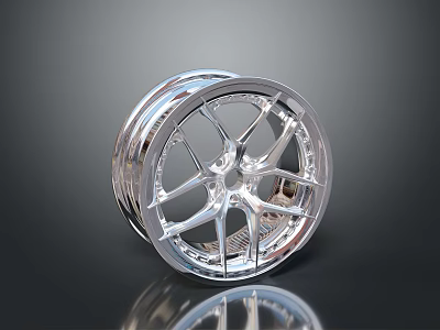 High Quality Automotive Alloy Car Wheel With Modern Spoke Design And Chrome Finish 3d model