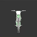 Green Dirt Bike With Black Seat White Fenders And Red Rimmed Wide Tires