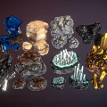 Colorful Natural Crystal Mineral Decorative Ornament Set With Varied Shapes And Textures