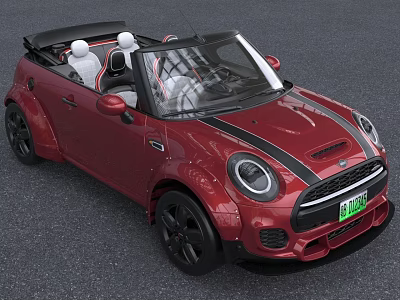 Red Convertible Car With Black Roof And Sporty Look 3d model
