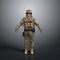 Military Soldier Figure In Camouflage Uniform With Tactical Vest And Helmet