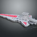 Detailed Sci Fi Spaceship 3D Model With Red Accents And Gray Hull Structure 3d model