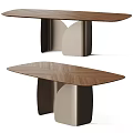 Modern Dining Table With Walnut Wood Top And Sculptural Curved Legs Design