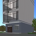 Detached Villa Three Story Exterior With Light Colored Tile Large Glass Windows Surrounded by Trees