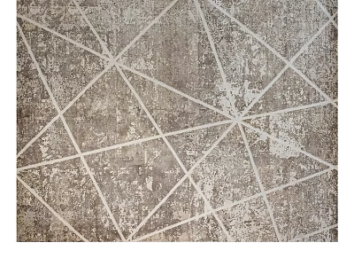Contemporary Square Rug with Intricate Geometric White Lines Gray Distressed Texture Design 3d model