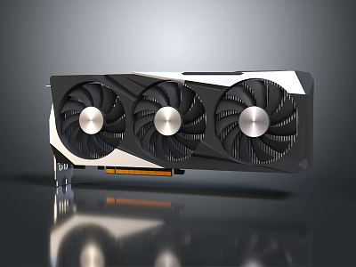 High Performance Modern Computer Graphics Card With Triple Fans And Black Silver Finish 3d model