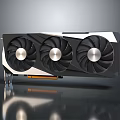 High Performance Modern Computer Graphics Card With Triple Fans And Black Silver Finish 3d model