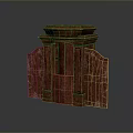 Classical Red Marble Decorative Structure With Carved Columns And Ornate Top Design