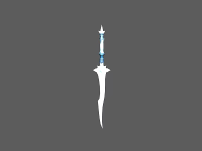 Ornate Decorative Sword Featuring Silver Blade And Blue Accent Details On Hilt 3d model