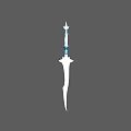 Ornate Decorative Sword Featuring Silver Blade And Blue Accent Details On Hilt