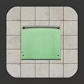 Green Chair With Metal Frame And Green Seat And Backrest On White Tile Platform