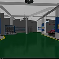 School Fitter Training Zone Featuring Green Floor Workbenches Blue Pillars And Equipment