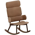 Brown Fabric Lazy Sofa With Comfortable Backrest And Rocking Chair Design