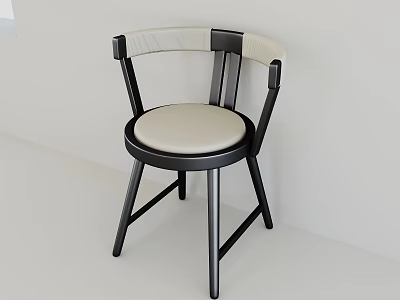 Modern Minimalist Single Chair With Black Wooden Frame Beige Cushioned Seat And Woven Backrest Design 3d model