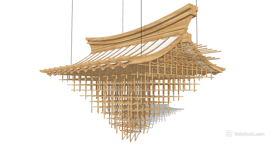 Traditional Wooden Architectural Component With Intricate Support Bracket And Truss Design 3d model 