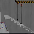 Concrete Staircase Construction At Building Site With Crane And Metal Chains