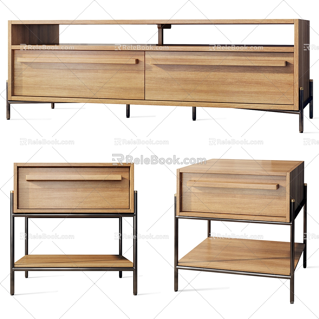 TV Cabinet Sideboard Bedside Cabinet Outline Teak House 3d model