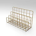 Stylish Gold Metal Grid Storage Rack For Home Office Or Kitchen Use 3d model