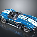 Classic Blue Convertible Racing Car With White Stripes And Number 7