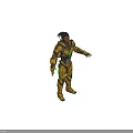 Male Game Movie Character in Yellow Mech Suit with Black Silver Details Standing