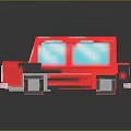 Red Blocky Pixel Art Car With Blue Windows And Front Grille 3d model