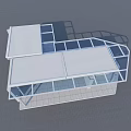 Flat Roof Awning Structure With Glass Panels And Metal Support Frame