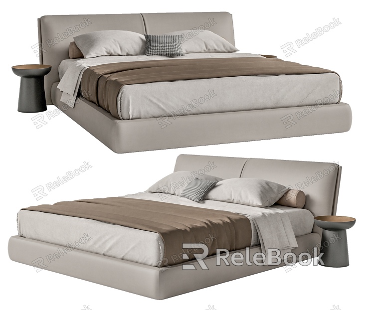 Fabric Double Bed Minimalist Double Bed model