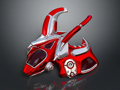 Red And Silver Futuristic Mechanical Device With Aerodynamic Design And Metallic Texture 3d model