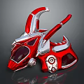 Red And Silver Futuristic Mechanical Device With Aerodynamic Design And Metallic Texture