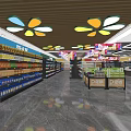 Retail Store Promotion Display Shelves With Food And Beverage Products