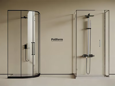 Modern Shower Sauna Glass Enclosures With Poliform Design And Handheld Shower Heads 3d model