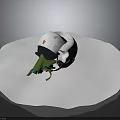 White Military Helmet With Red Emblem And Green Breathing Device As Weapon Equipment
