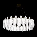 Elegant Modern Luxury Chandelier With White Leaf Shaped Shades And Golden Frame