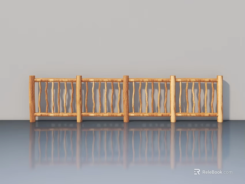 Wooden Swing Door With Classic Rail Design For Outdoor Garden Decoration 3d model 