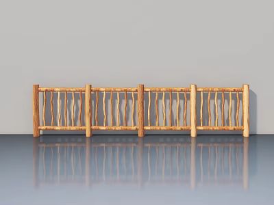 Wooden Swing Door With Classic Rail Design For Outdoor Garden Decoration 3d model