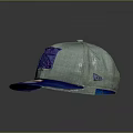 Gray Baseball Cap With Purple Logo Blue Brim And Red White Label