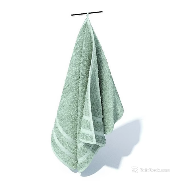 Soft Light Green Striped Towel Absorbent For Daily Bathroom Essentials 3d model 