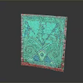 Decorative Furniture Accessory with Colorful Embroidered Pattern Red Border and Geometric Design