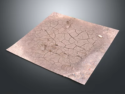 Dry Cracked Earth Ground With Prominent Deep Cracks And Square Textured Surface 3d model