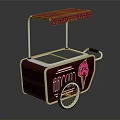 Mobile Ice Cream Cart With Red Awning Tip Top Logo And Ice Cream Cone Graphic