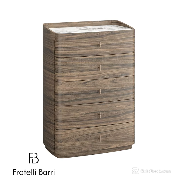 Modern Wooden Dresser With Five Drawers And Sleek Design For Bedroom 3d model 
