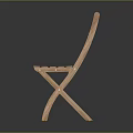 Wooden Folding Leisure Chair With Slatted Backrest Seat And Simple Design