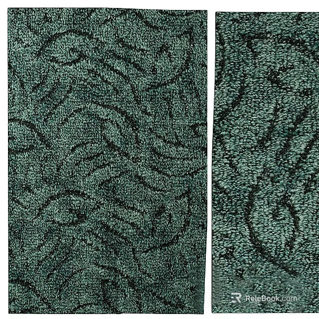 Plush Dark Teal Square Rug With Intricate Swirl Patterns And Soft Texture 3d model