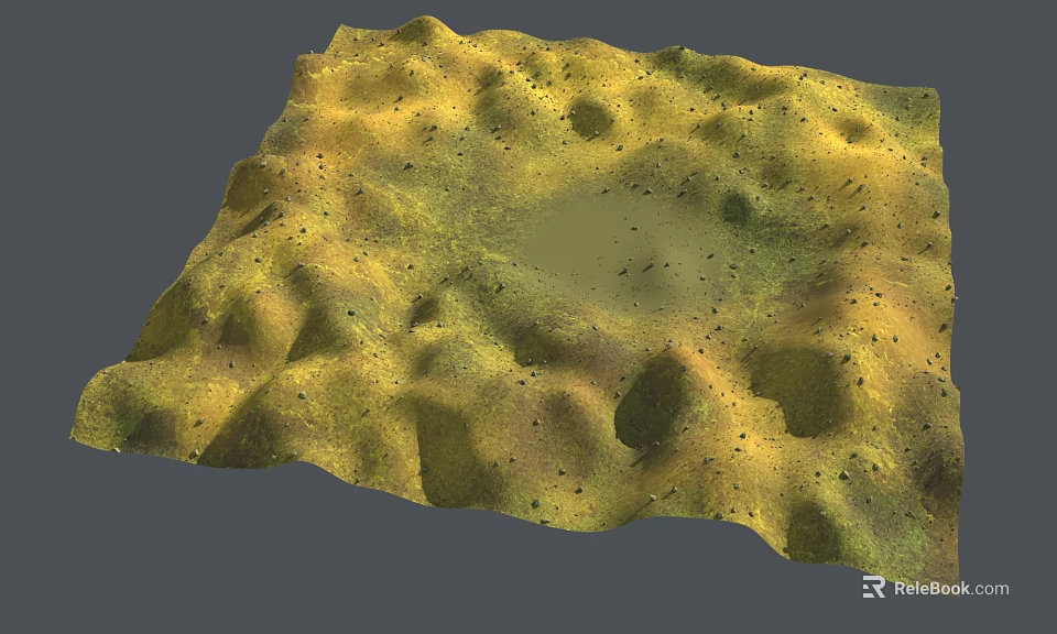 Yellow Green Textured Bridge Surface With Uneven Pits And Spots 3d model