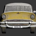 Vintage Yellow And White Classic Car With Retro Design And Chrome Accents