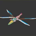 Futuristic Sleek Aircraft With Transparent Cockpit Blue Striped Wings And White Body