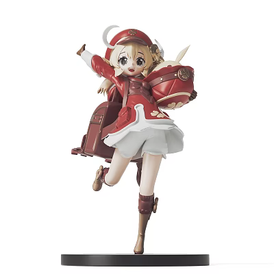 Cute Anime Character Klee In Red Outfit With Backpack 3d model Cute Anime Character Klee In Red Outfit With Backpack 3d model
