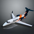 3D Rendered Private Jet With White Body Orange Blue Accents And Visible Wings Tail