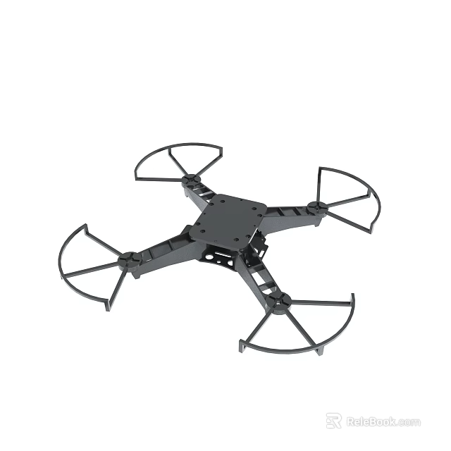 Black Quadcopter Drone With Propeller Guards And Foldable Frame Design 3d model 