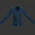 Blue Knitted Jacket With Lapel Collar Long Sleeves And Buttons As Daily Essentials